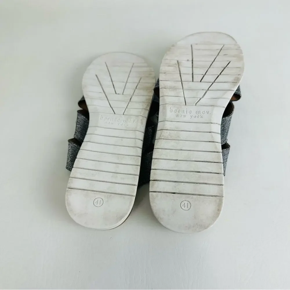 Bernie Mev Womens Kim Slide Sandal Pewter Open Toe Gray Metallic‎ Sz 41 Sz 9.5